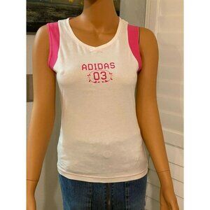 Adidas Women's Tank Top White Pink Size Small New V-Neck Shirt Rare T-Shirt Tee